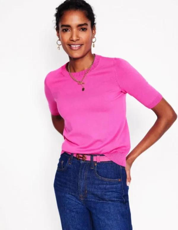 Fashion Boden Emilia Baumwoll-T-Shirt mit Rundhalsausschnitt- Rosa