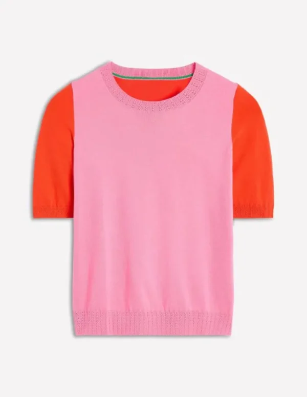 New Boden Emilia Baumwoll-T-Shirt mit Rundhalsausschnitt- Pink/Knallrot