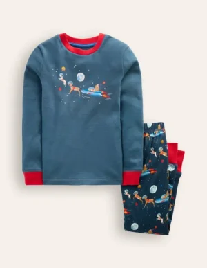 Shop Boden Eng anliegender, langer Schlafanzug-Roboterblau Weltall Weihnachtsmann RoboterblauWeltallWeihnachtsmann