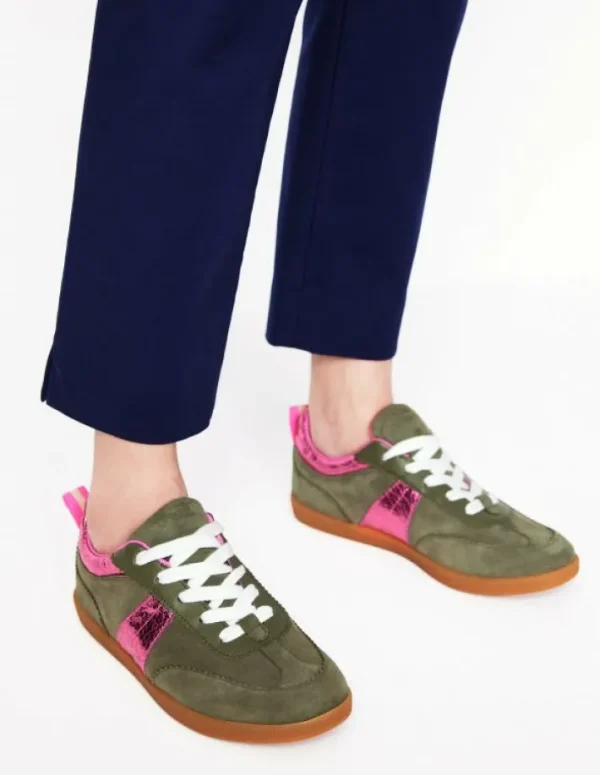 Outlet Boden Erin Retro-Tennisschuhe-Khaki/Leuchtendes Pink Khaki/LeuchtendesPink