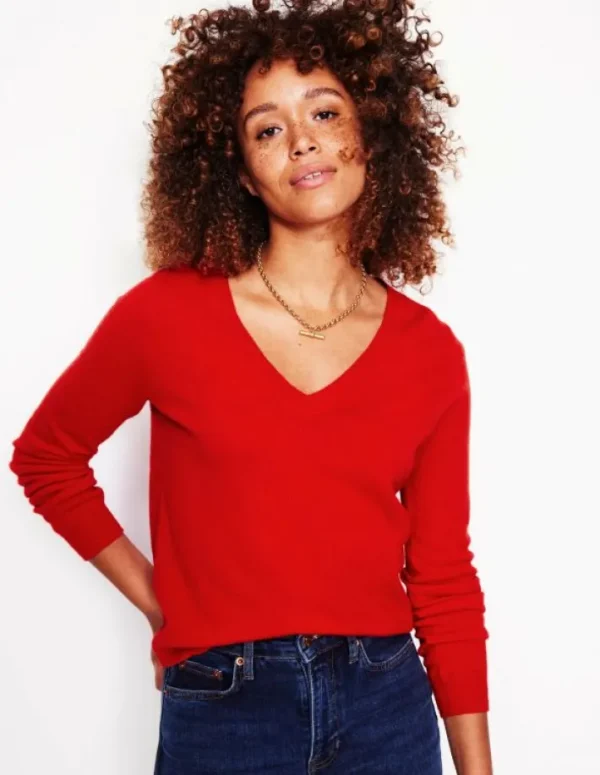 Cheap Boden Eva Kaschmirpullover mit V-Ausschnitt- Rouge-Rot