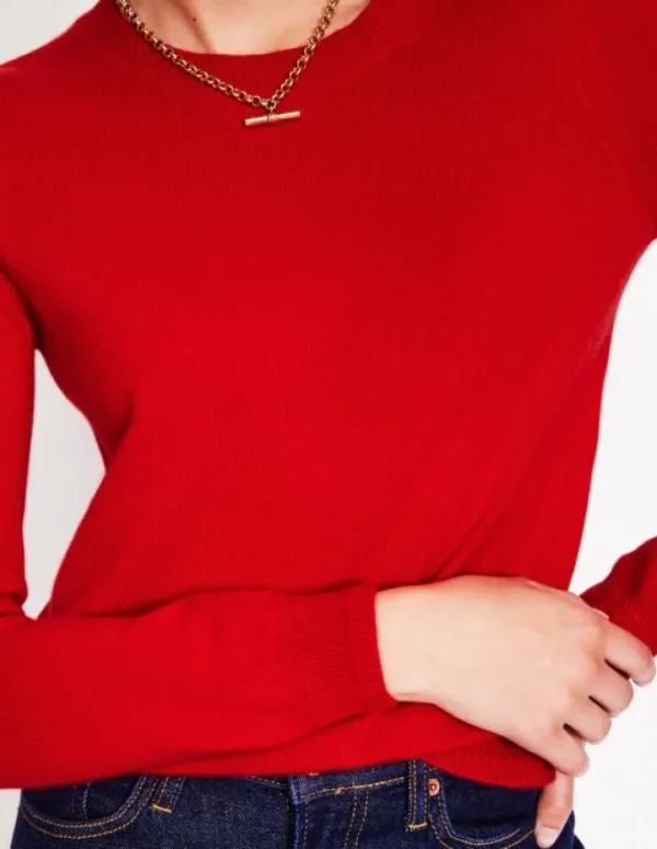 Best Sale Boden Eva Kaschmirpullover mit Rundhalsausschnitt- Rouge