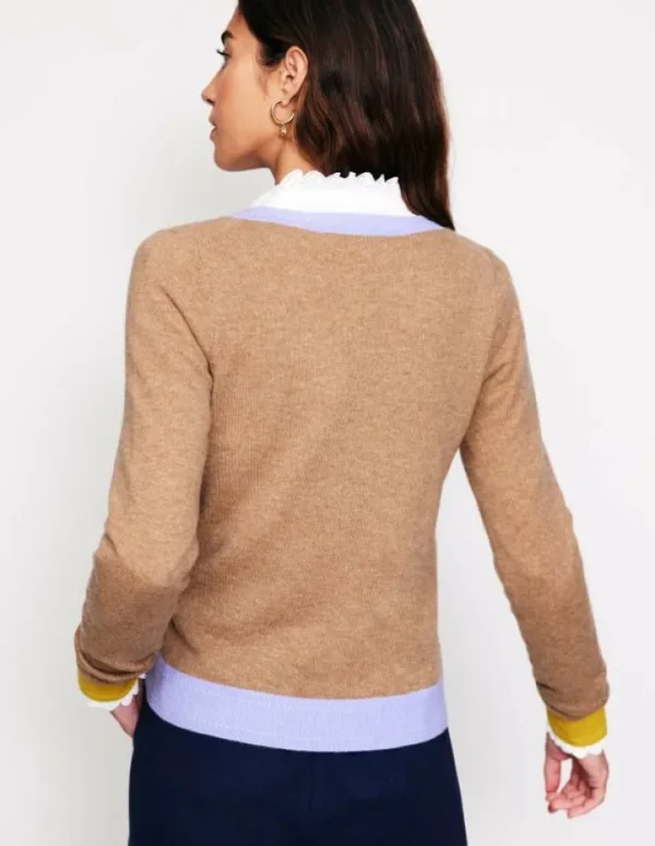 Shop Boden Eva Kaschmirpullover mit V-Ausschnitt-Camel Meliert Blockfarben CamelMeliertBlockfarben