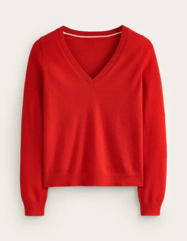 Cheap Boden Eva Kaschmirpullover mit V-Ausschnitt- Rouge-Rot