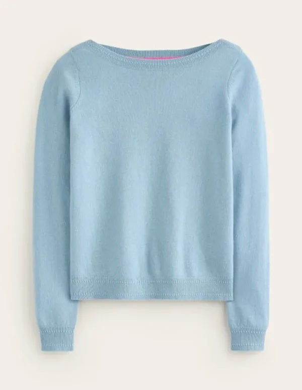 New Boden Eva Kaschmirpullover mit U-Boot-Ausschnitt- Turmalinblau