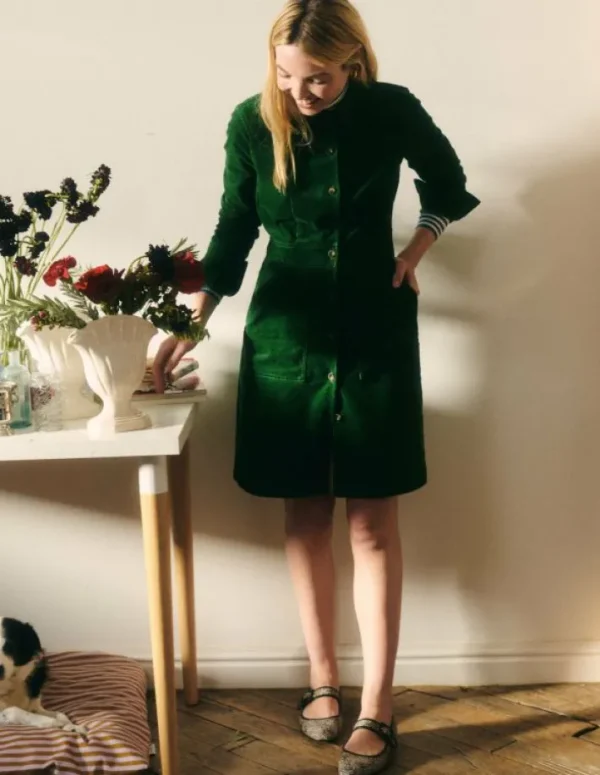 Fashion Boden Flora Hemdblusenkleid aus Cord- Dunkelgrün