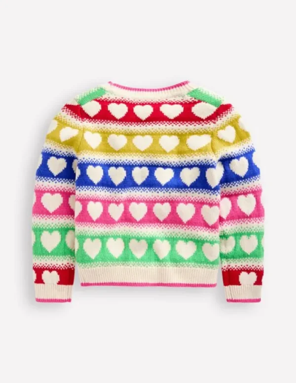 Discount Boden Flora lustige Strickjacke mit V-Ausschnitt-Regenbogen Herzen RegenbogenHerzen