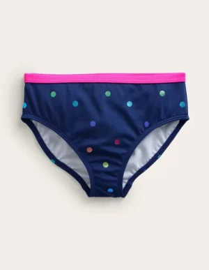 Discount Boden Gemusterte Bikinihose-Marineblau Regenbogen Konfetti Punkte MarineblauRegenbogenKonfettiPunkte