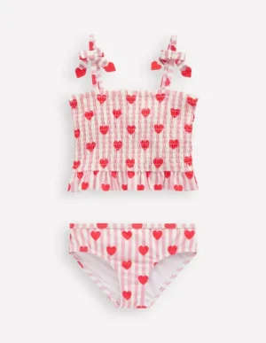 Hot Boden Gesmoktes Tankini-Set-Kaugummirosa Herz Streifen KaugummirosaHerzStreifen