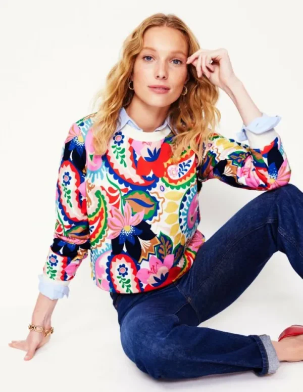 New Boden Hannah Sweatshirt mit Print-Bunt, Botanik-Paisley Bunt,Botanik-Paisley