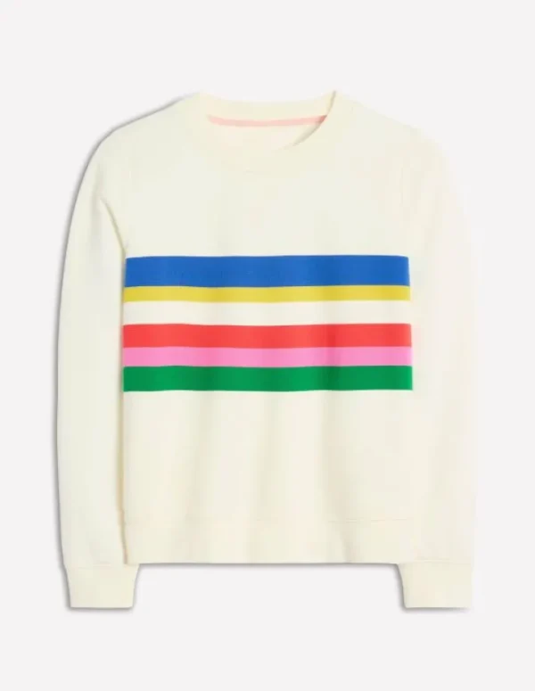 Flash Sale Boden Hannah Sweatshirt mit Print-Naturweiß, Bunt Streifen Naturweiß,BuntStreifen