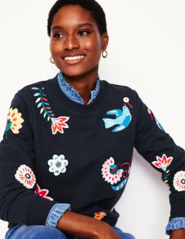 Best Boden Hannah Sweatshirt mit Stickerei-Marineblau, Konversation Marineblau,Konversation