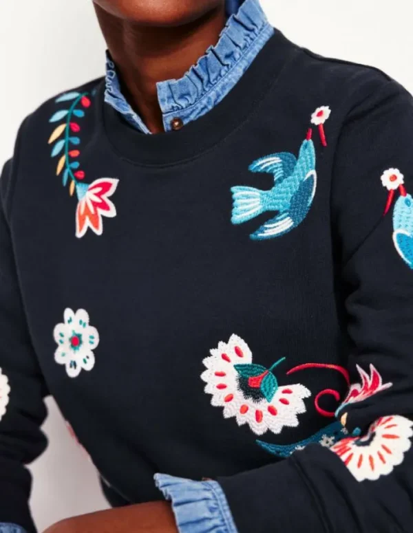 Best Boden Hannah Sweatshirt mit Stickerei-Marineblau, Konversation Marineblau,Konversation