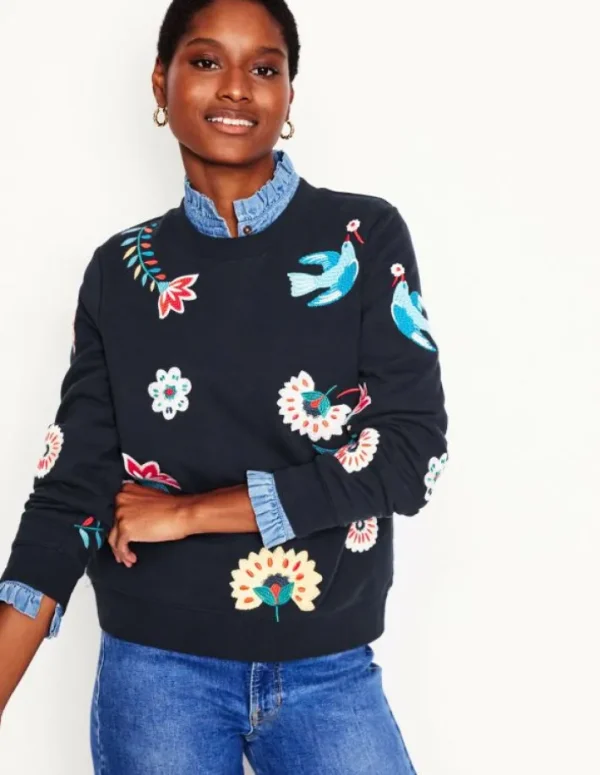 Best Boden Hannah Sweatshirt mit Stickerei-Marineblau, Konversation Marineblau,Konversation