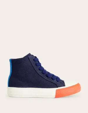 Online Boden Hochgeschnittene Canvas-Sneaker mit Kontrastdetails-Marineblau Blau MarineblauBlau