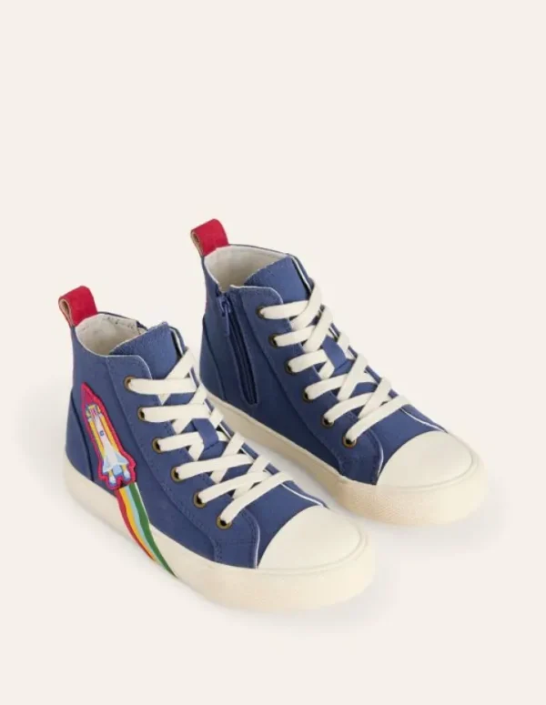 Best Sale Boden Hochgeschnittene Canvas-Sneaker-Steuerbordblau Rakete SteuerbordblauRakete