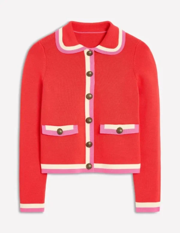 Discount Boden Holly Strickjacke mit Kragen- Erbeerkuchenrot