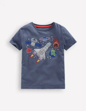 Sale Boden Im Dunkeln leuchtendes T-Shirt mit Superstitch-Roboterblau Weltraum RoboterblauWeltraum