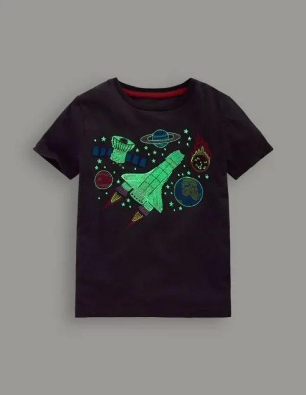 Sale Boden Im Dunkeln leuchtendes T-Shirt mit Superstitch-Roboterblau Weltraum RoboterblauWeltraum