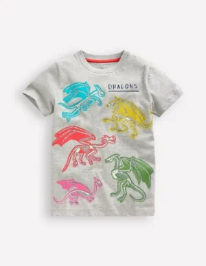 Best Boden In Dunkeln leuchtendes T-Shirt-Grau meliert Drachen GraumeliertDrachen