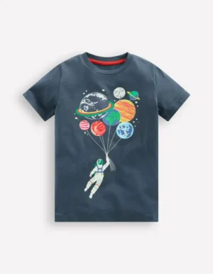 Store Boden In Dunkeln leuchtendes T-Shirt-Roboter-Blau Raumfahrer Planeten Roboter-BlauRaumfahrerPlaneten