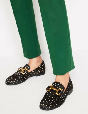 Fashion Boden Iris Loafer mit Trensendetail-Schwarz und Kamelbraun Punkte SchwarzundKamelbraunPunkte