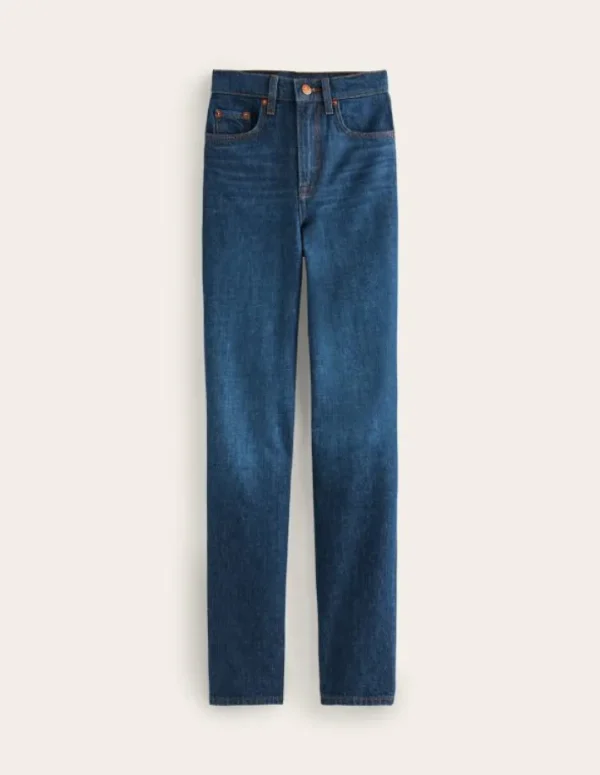 Flash Sale Boden Jeans mit hohem Bund und geradem Bein-Dunkel Denim DunkelDenim