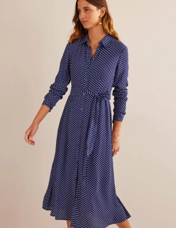 Online Boden Kate Midi-Hemdblusenkleid-Marineblau, Gepunktet Marineblau,Gepunktet