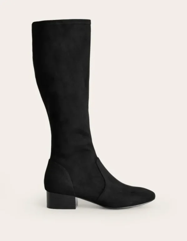 Best Boden Kniehohe Stretchstiefel mit flacher Sohle- Schwarz