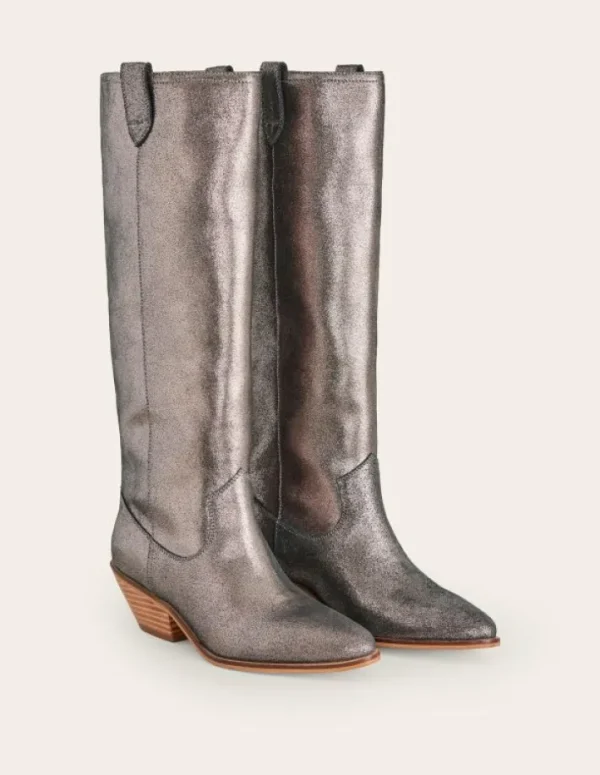 Outlet Boden Kniehohe Westernstiefel- Silber