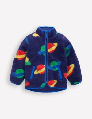 Discount Boden Kuschelige Teddyfell-Jacke-Dämmerungsblau Planeten DämmerungsblauPlaneten