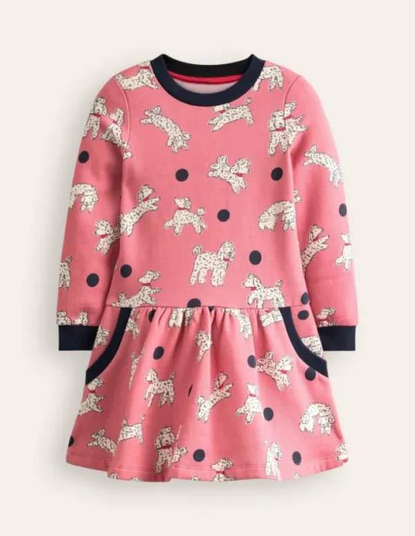 Cheap Boden Kuscheliges, bedrucktes Sweatshirt-Kleid- Almond