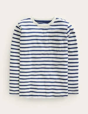 New Boden Langärmliges T-Shirt für den Alltag-Zartes Naturweiß/Schuluniform-Marineblau ZartesNaturweiß/Schuluniform-Marineblau