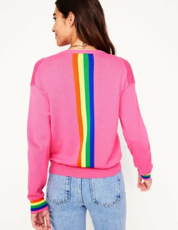 Discount Boden Lara Lockerer Baumwollpullover-Sorbet-Rosa, Regenbogen Sorbet-Rosa,Regenbogen