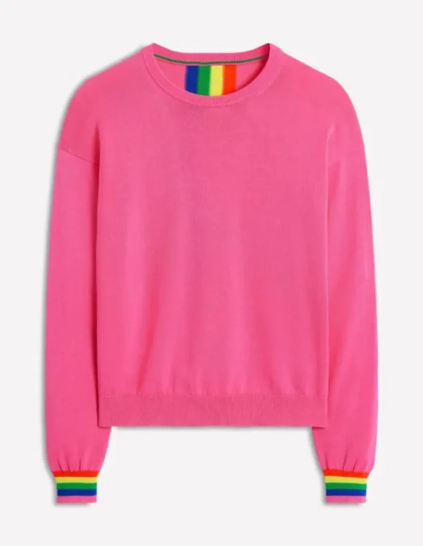 Discount Boden Lara Lockerer Baumwollpullover-Sorbet-Rosa, Regenbogen Sorbet-Rosa,Regenbogen