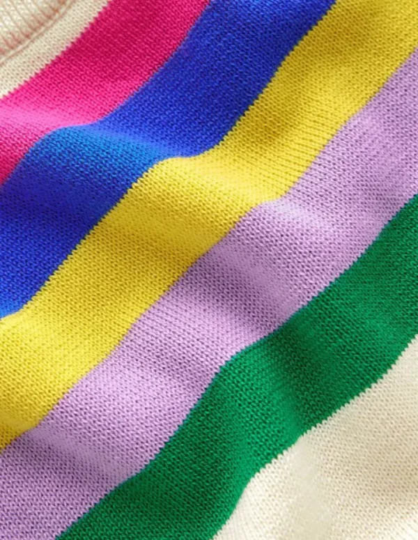 Best Sale Boden Lara Lockerer Baumwollpullover-Warmes Naturweiß Regenbogenstreifen WarmesNaturweißRegenbogenstreifen