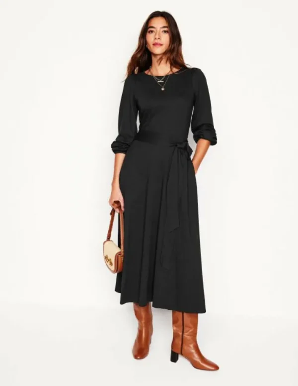 Discount Boden Leandra Jersey-Midikleid- Schwarz