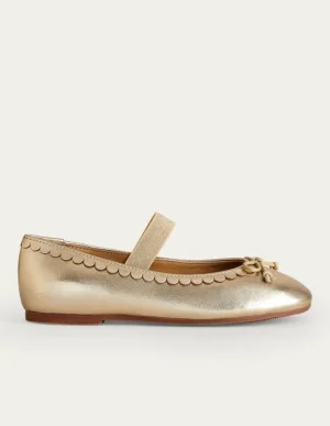 New Boden Leder-Ballerinas- Gold-Metallic