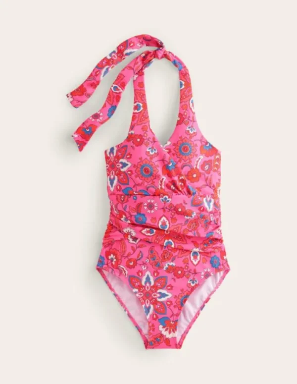 Discount Boden Levanzo Neckholder-Badeanzug-Rosa, Botanisch Welle Rosa,BotanischWelle