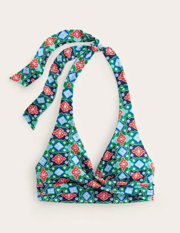 Fashion Boden Levanzo Neckholder-Bikinioberteil-Grünes Tamburin, Küsten-Kachel GrünesTamburin,Küsten-Kachel