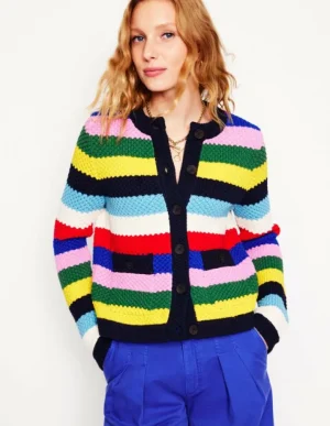 New Boden Libby Strickjacke-Mohnblumenrot, Blau Bunt Mohnblumenrot,BlauBunt