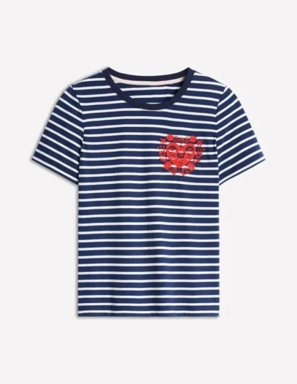 Outlet Boden Locker geschnittenes originelles T-Shirt-Französisches Marineblau, Herzen FranzösischesMarineblau,Herzen