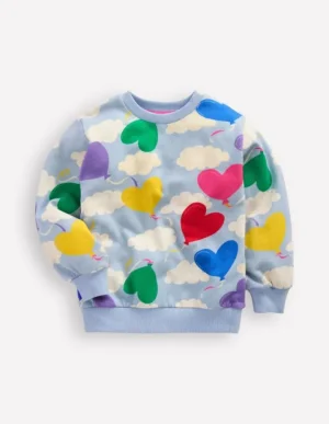 Online Boden Lockeres Sweatshirt mit Druck-Nebligblau Ballon Himmel NebligblauBallonHimmel