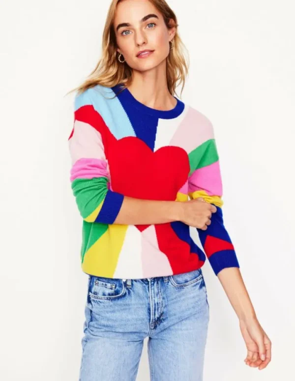 Discount Boden Lydia Kaschmirpullover-Bunt, Herzspektrum Bunt,Herzspektrum