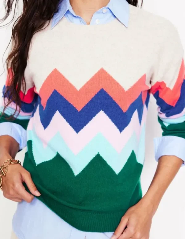 Flash Sale Boden Lydia Kaschmirpullover-Bunt, Zickzack Bunt,Zickzack