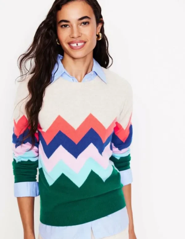 Flash Sale Boden Lydia Kaschmirpullover-Bunt, Zickzack Bunt,Zickzack