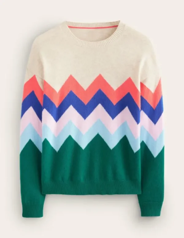 Flash Sale Boden Lydia Kaschmirpullover-Bunt, Zickzack Bunt,Zickzack