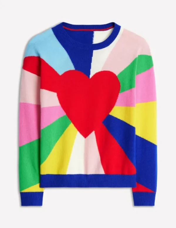 Discount Boden Lydia Kaschmirpullover-Bunt, Herzspektrum Bunt,Herzspektrum