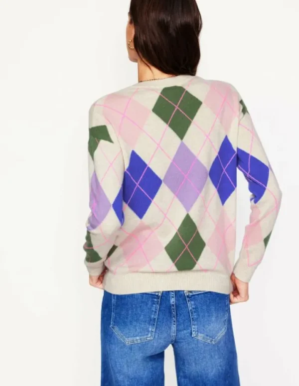 Shop Boden Lydia Kaschmirpullover-Grün und Flieder Bunt Argyle GrünundFliederBuntArgyle