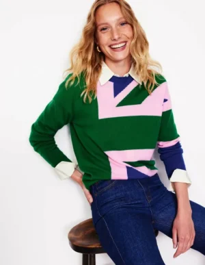 Discount Boden Lydia Kaschmirpullover-Smaragdgrün, Union Jack Smaragdgrün,UnionJack